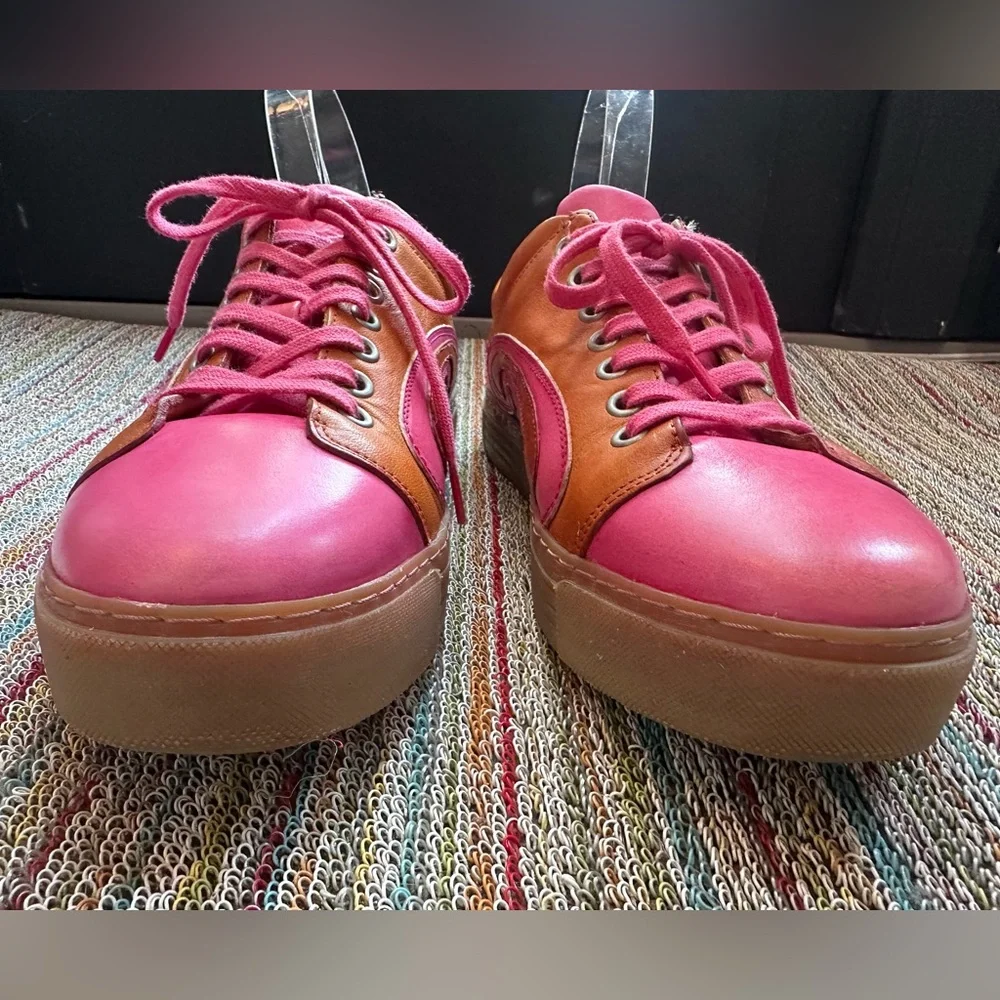 SOLD!! Fluevog  LoPro Fakie pink/orange swirl leather sneaker-M9/W11 (fits LG) - Picture 5 of 16